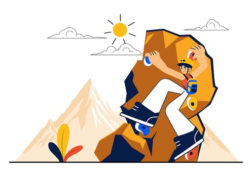 Illustration of an Adventurer Rock Climbing a Steep Cliff for Outdoor Extreme Sports Theme vector
