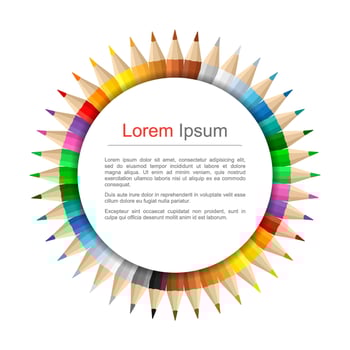 Colored pencils arranged in a circle, education banner vector
