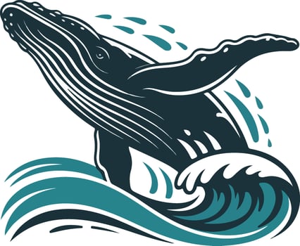 Humpback whale jumping out of the water vector