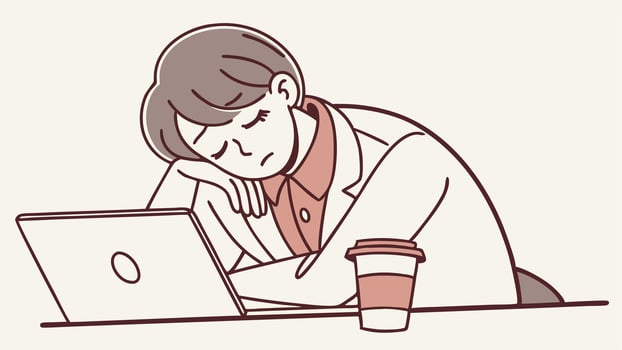 A man in a suit is sitting at a desk with a laptop vector