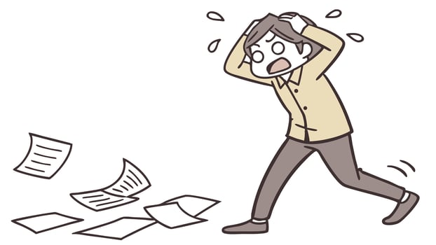 A man is running away from papers vector