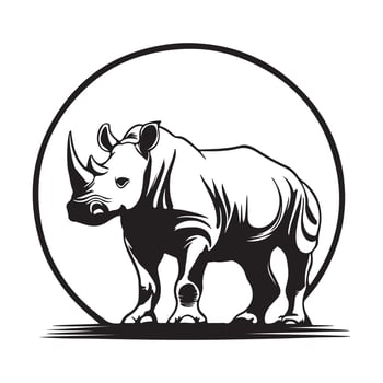 Rhino Animal Logo Design Template on white background. vector