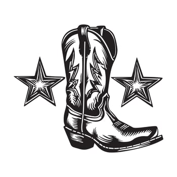 Adorable Vintage Cowboy Boot image isolated on white background vector