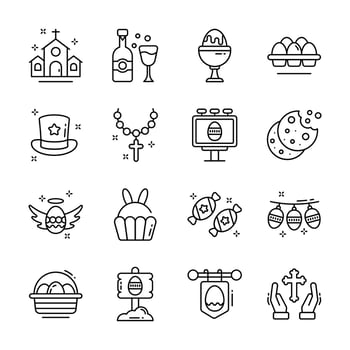 Get this modern collection showing easter day event outline icons vector