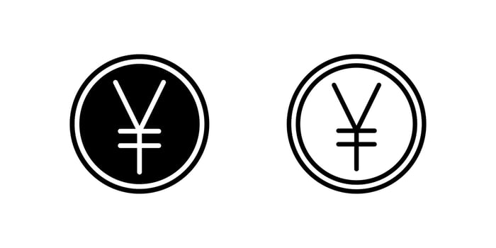 Clean Japanese yen currency icons with JPY symbols perfect for Asian financial markets and international currency applications vector