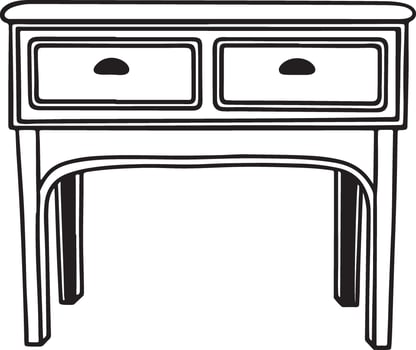 Two drawer wooden console table isolated on white background vector