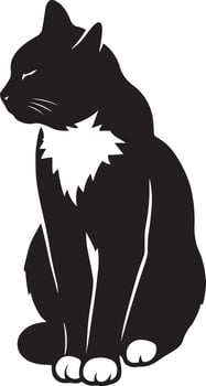 Cat silhouette elegant black and white design, Stylish feline black simple art vector