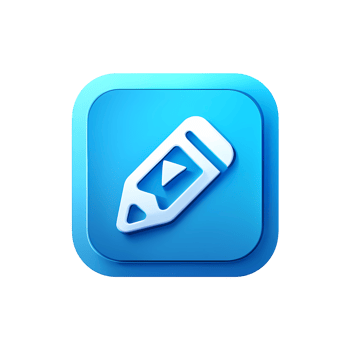Blue Edit Icon with Pencil and Play Button on transparent background png