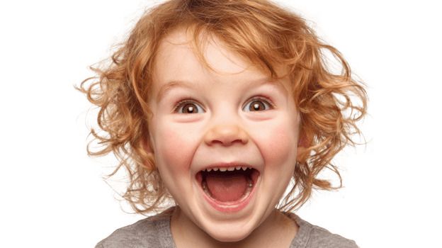 Portrait of joyful child expressing happiness with open mouth and transparent background png
