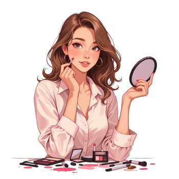 Woman Getting Ready Illustration png