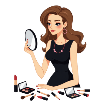 Woman in Self Reflection Scene png