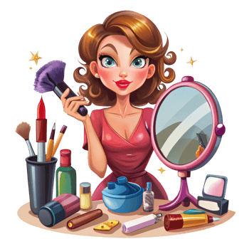 Elegant Girl Surrounded by Tools png