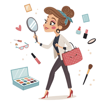 Centered Beauty Character with Cosmetics png