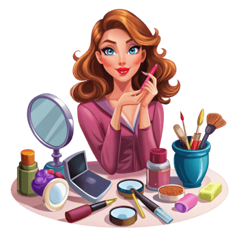 Cartoon Fashion Icon with Makeup png