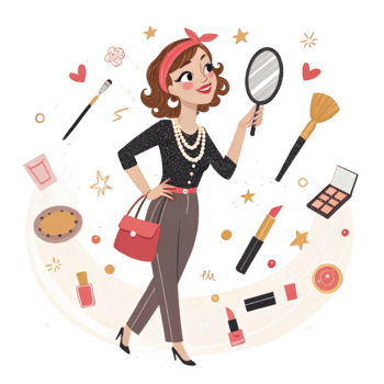 Cartoon Woman Makeup Scene png