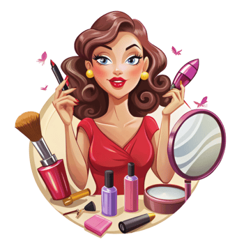Woman and Makeup Flat Cartoon Design png