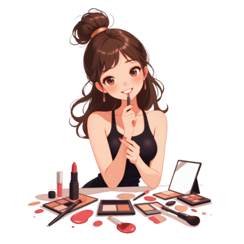 Cartoon Style Beauty Scene with Woman png