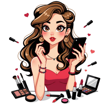 Glamorous Woman Holding Mirror Clip Art png