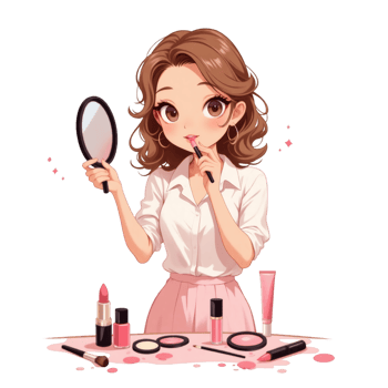 Beauty Concept Cartoon with Woman and Tools png