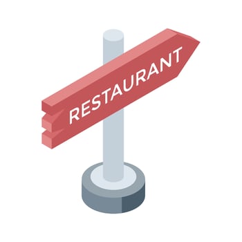 A premium isometric icon of restaurant board display vector