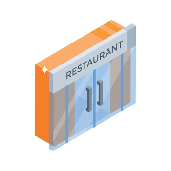 A well crafted isometric style icon of restaurant entrance vector