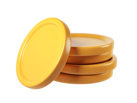 3d rendering icon of stack of shiny gold coins leaning against a transparent background, perfect for finance and investment concepts png
