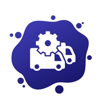 commercial fleet management icon with trucks or vans vector