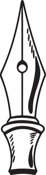 Elegant Black and White Illustration of a Classic Fountain Pen Nib, a Symbol of Writing and Creativity, Evoking a Sense of Nostalgia and Sophistication vector