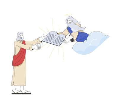 Jesus accepting a holy book from the sky vector