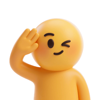 Cute 3D cartoon character winking and saluting png