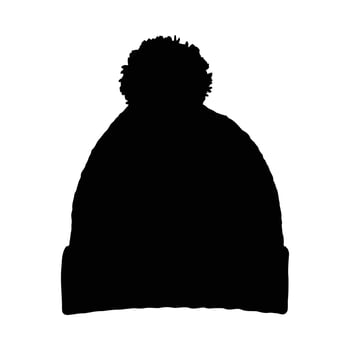 Black winter hat beanie cap headwear fashion accessory apparel clothing cold weather pompom style silhouette vector