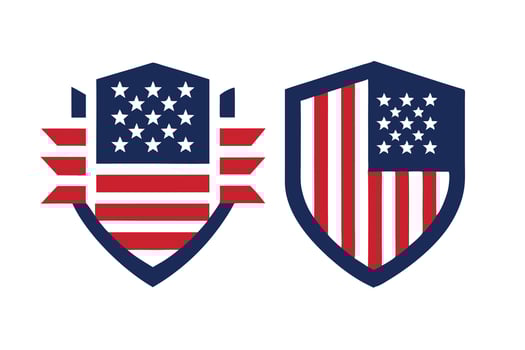 American Flag Inspired Shield Designs in Red, White, and Blue on White Background vector