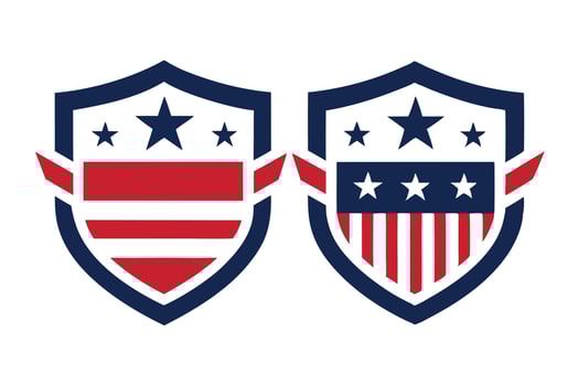 Patriotic Shields with Stars and Stripes Red, White, and Blue American Designs vector