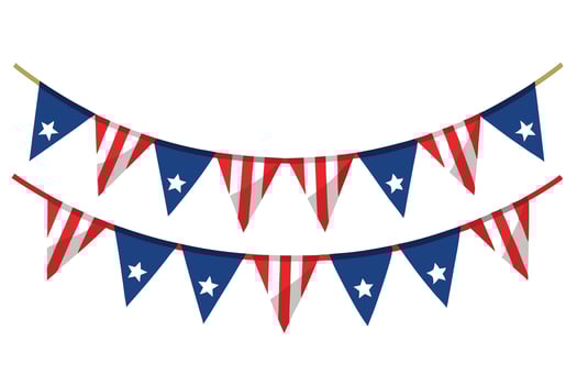 Festive Patriotic Banner Two Strings of Red, White, and Blue Pennant Decorations vector