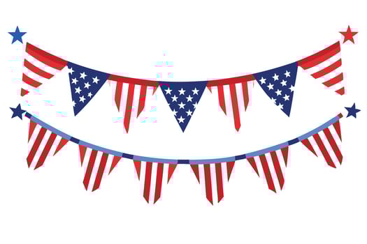 Festive Red White Blue Bunting with Stars for Patriotic Celebrations vector