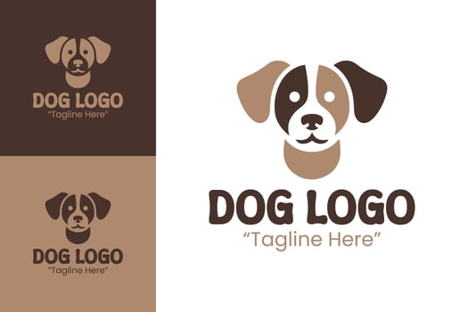 Modern Light and Dark Brown Puppy Head Logo for Pet Shop or Animal Business Branding vector