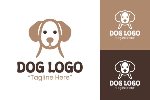 Creative Puppy Face Logo with Dark and Light Brown Colors for Professional Pet Brands vector
