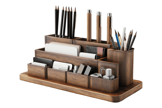 Desk organizer isolated on transparent background png
