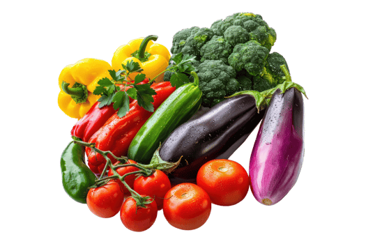 Diverse varieties of vegetables isolated on transparent background png
