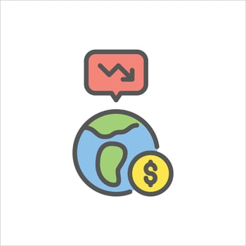 GDP filled outline icon. economy crisis color line illustration. vector