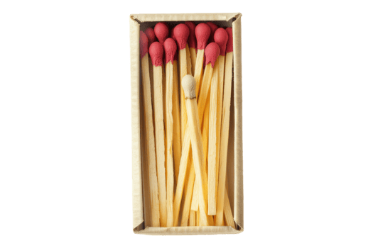 A box of matches with red tips on top png