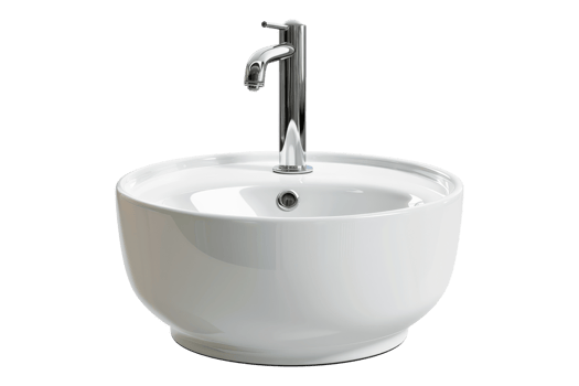 Chic ceramic basin and mixer isolated on transparent background png