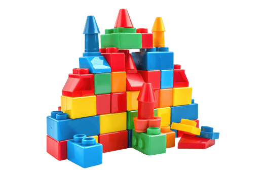 A pile of colorful building blocks on a black background png