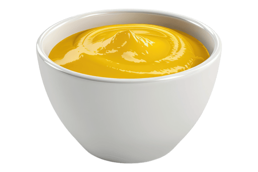 Mustard in white bowl isolated on transparent background png