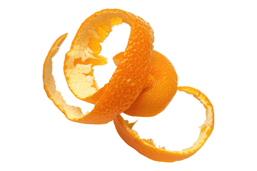 Orange mandarin peel isolated on transparent background png
