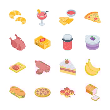 Handy pack of fast food and drinks isometric icons, easy to edit vector