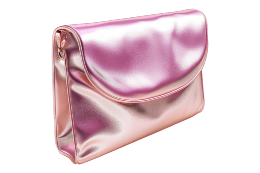 Pink pearl leather clutch isolated on transparent background png
