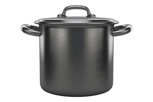 Professional metal pot cooker isolated on transparent background png