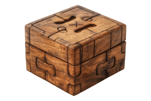 Wooden puzzle box isolated on transparent background png