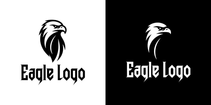 Black and White Eagle Head Logo with Gothic Typography for Powerful and Minimal Brand Identity vector